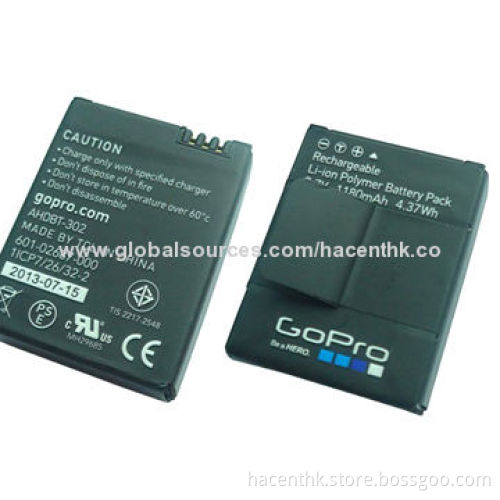 Newest AHDBT-302 Camera Batteries for Gopro Hero 3+, 1,180mAh Capacity, 3.7V Voltage